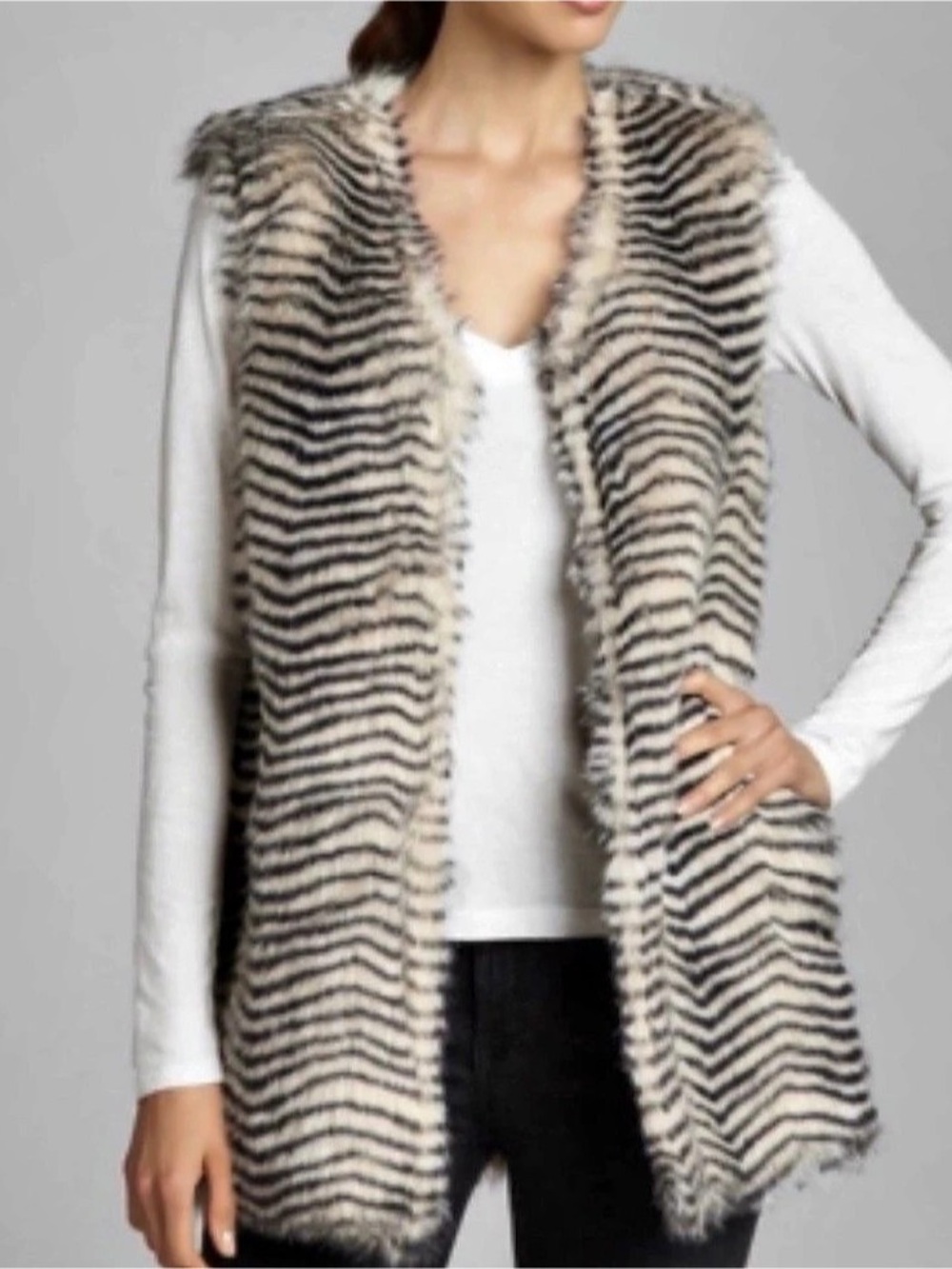 Betsey Johnson Faux Fur Animal Print Vest Large